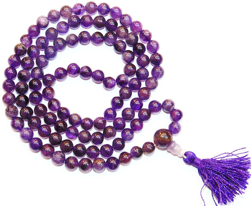 Amethyst Buddhist style mala for peace and getting rid of stress and tension (Dark Purple) - Devshoppe