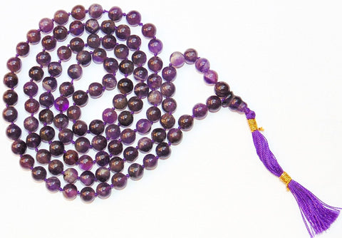 Amethyst mala for peace and getting rid of stress and tension Premium Quality - 7 mm beads - Devshoppe