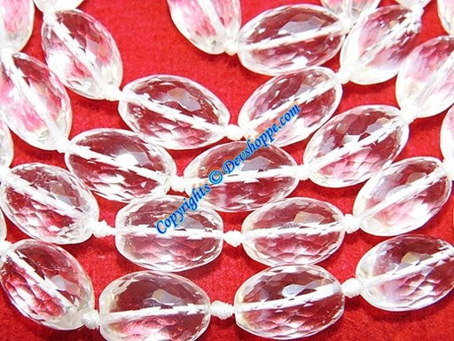 Diamond cut Sphatik (Crystal) Kantha - Lingam shaped beads - Devshoppe