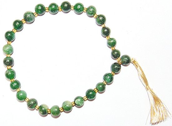 Green Hakik wrist mala of 27+1 beads - Devshoppe