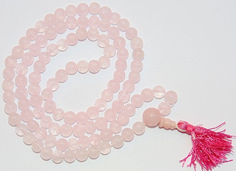 Rose Quartz buddhist style mala for love,happiness and harmony in relations - Devshoppe