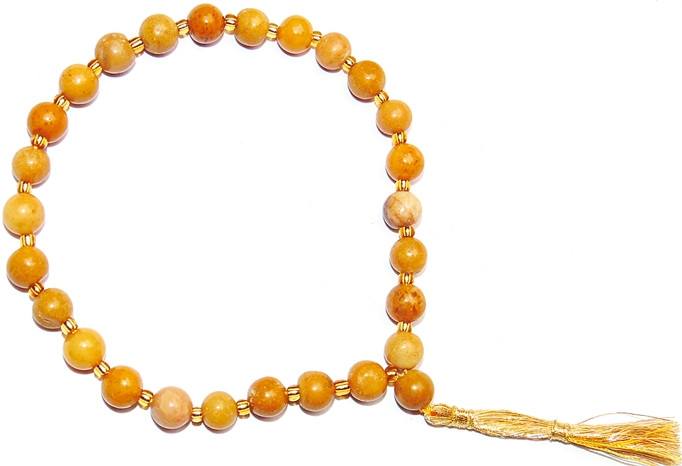 Yellow agate wrist mala 27+1 beads - Devshoppe