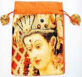 25 pieces Maa Durga bags to keep religious goods or distribute prasad - Orange colored - Devshoppe