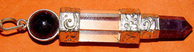 Amethyst and Crystal Quartz pencil shaped combination pendant - Devshoppe