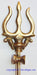 Brass Folding Trishul (Shiva's Trident) with Damru (Damaru) 9 inches - Devshoppe