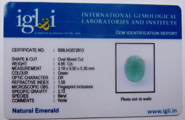 Lab Certified Columbian Emerald (Panna) 4.86 Carat - Devshoppe