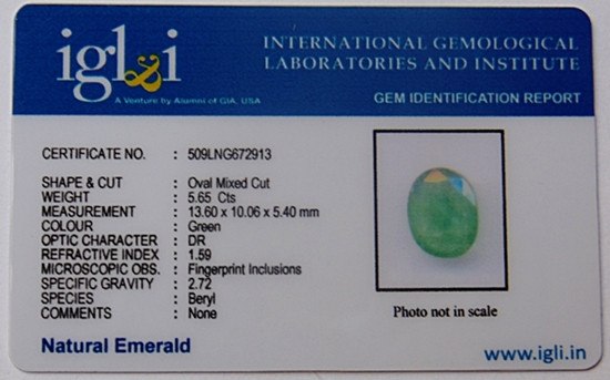 Lab Certified Columbian Emerald (Panna) 5.65 Carat - Devshoppe