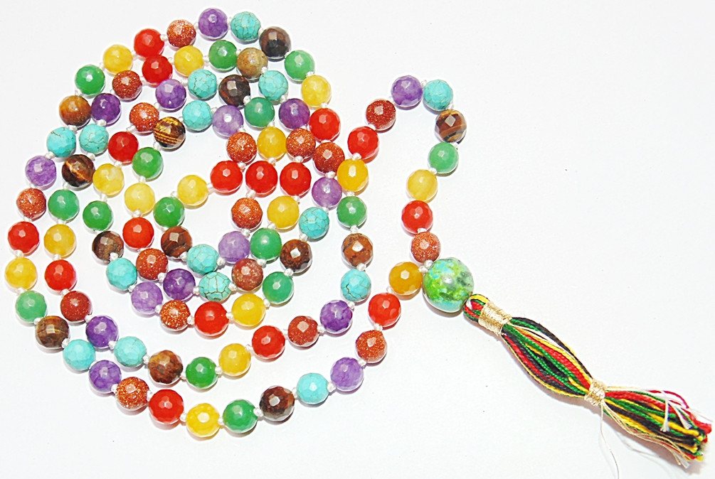 Very high quality faceted Chakra beads mala - Devshoppe
