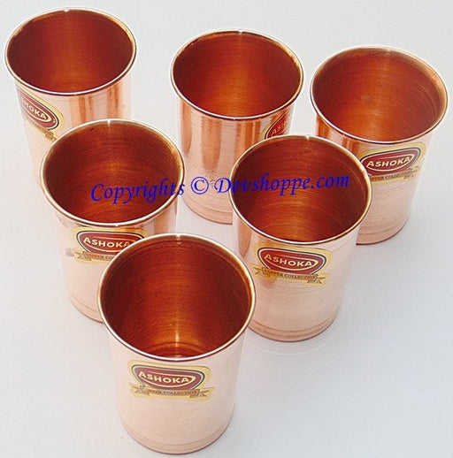 Pure Copper glasses for Ayurveda and health benefits - Set of Six - Devshoppe