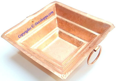 Pure copper Havan kund for Homam, Agnihotra or Pooja 18 cms x 18 cms - Devshoppe