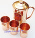Pure Copper jug large sized with 3 pure copper glasses - Devshoppe