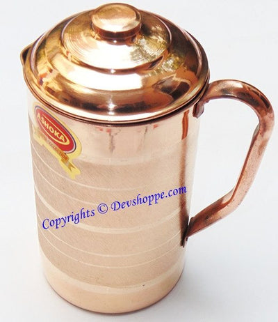Pure Copper Jug with lid 900 ml for Ayurveda healing