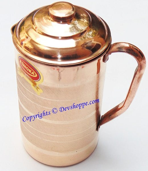 Pure Copper Jug with lid 900 ml for Ayurveda healing - Devshoppe