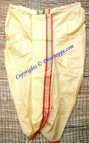 Ready to wear Dhoti light Yellow colored ~ just wear like pyjama on pujas / religious occasions - Devshoppe