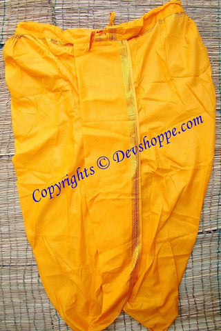 Ready to wear Dhoti Yellow colored - just wear like pyjama on pujas / religious occasions - Devshoppe
