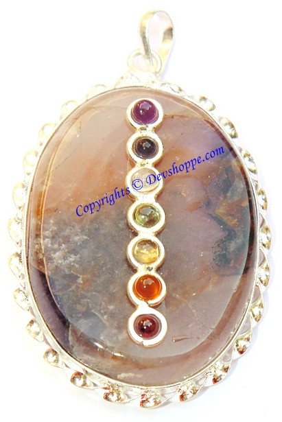 Amethyst round shaped pendant with Chakra beads - Devshoppe