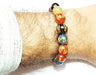 Buddhist Multi Color Agate Bracelet carved with Om (Aum) Mani Padme Hum mantras - Devshoppe