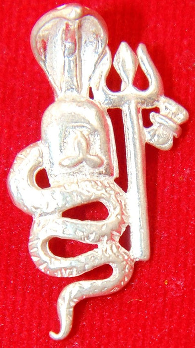 Pure Silver Snake (Naag) , Shivlinga and Trishul pendant - Devshoppe