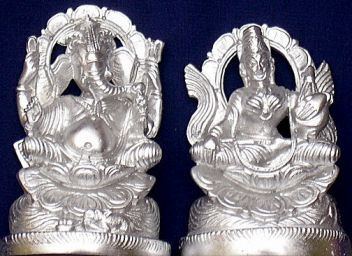 Parad Sri Ganesha and maa Lakshmi idol