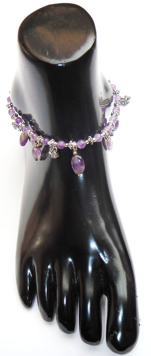 Amethyst Anklet - made up from Amethyst beads - Devshoppe