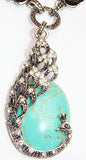 Beautiful Necklace with Turquoise (Firoza) Peacock shaped pendant - Devshoppe