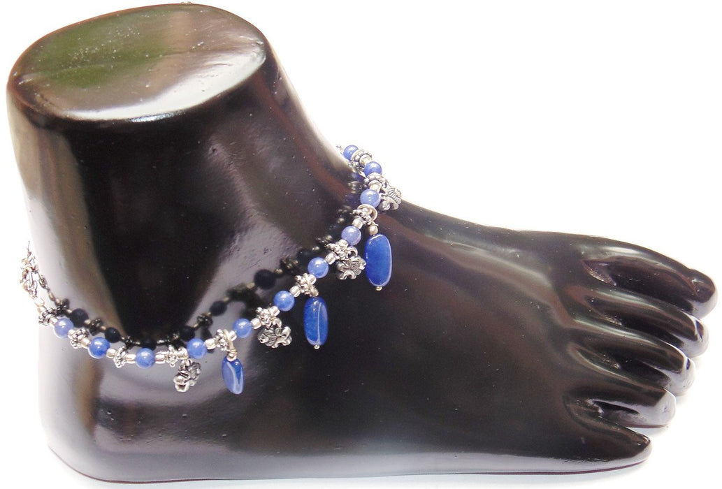 Blue agate Anklet - made up from Blue agate beads - Devshoppe