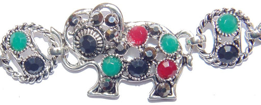 Elephant bracelet in german silver with Onyx stones - Devshoppe