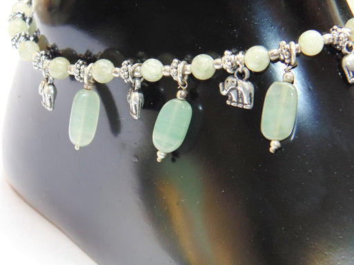 Green Jade Anklet - made up from Green jade beads - Devshoppe