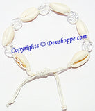 Handmade Cowrie (Cowri) Shell Bracelet in thread with Crystal beads - Devshoppe