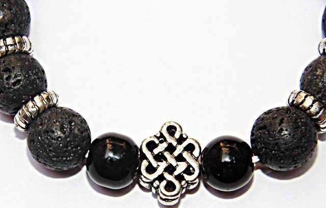 Lava beads bracelet with Mystic knot symbol - Devshoppe