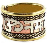 Om Namah Shivay three metal mantra finger ring - Devshoppe