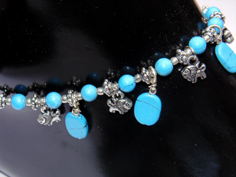 Turquoise Anklet - made up from Turquoise beads - Devshoppe