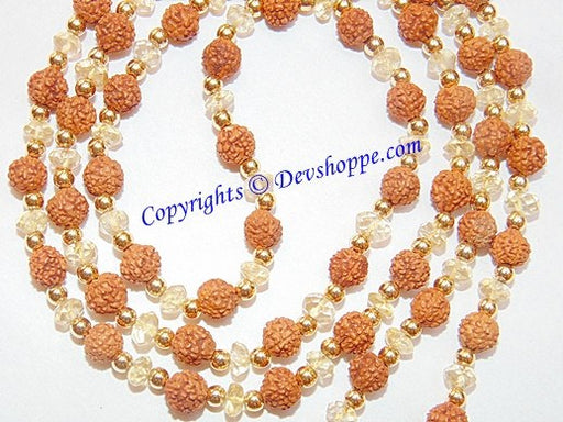 Rudraksha and Citrine beads combination mala - Devshoppe