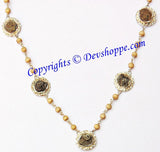 Sudarshan Shaligram Rosary / Sudarshan Shaligram Mala in pure silver with Tulsi beads - Devshoppe