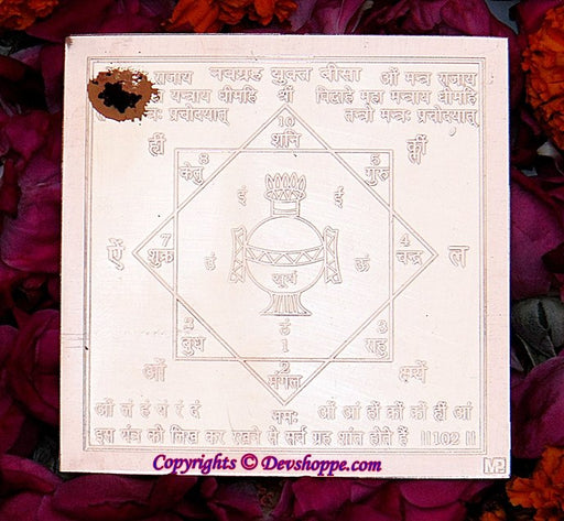 Navgrah (Navagraha) Yukt Beesa (Bisa) yantra on copper plate - Devshoppe
