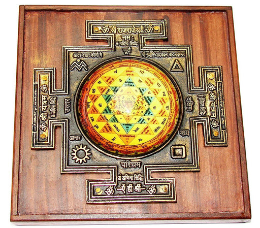 Glass Sri yantra in attractive wooden frame - Devshoppe