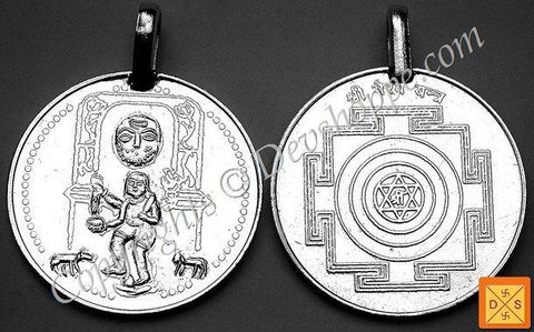 Lord Bhairav (Bhairavar) silver pendant for protection from tantra attacks and black magic - Devshoppe