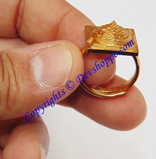 Sri Yantra Ring Gold Stainless Steel Sacred Geometry Golden Proportion