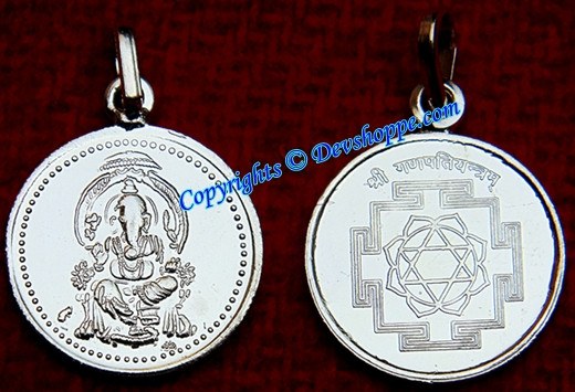 Sri Ganesha Silver Pendant for goodluck and success - Devshoppe